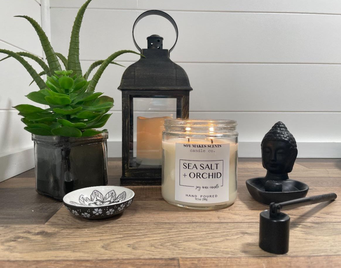 Sea Salt & Orchid 10.5oz soy wax candle