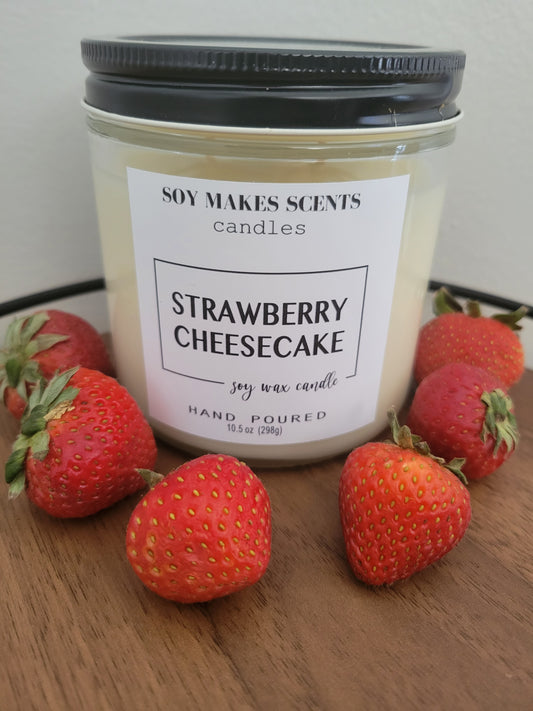 Strawberry Cheesecake 10.5oz soy wax candle