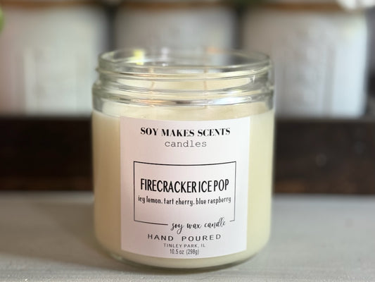 Firecracker Pop 10.5oz soy wax candle