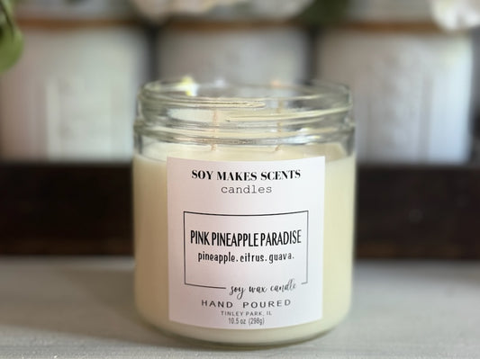 Pink Pineapple Paradise 10.5oz soy wax candle