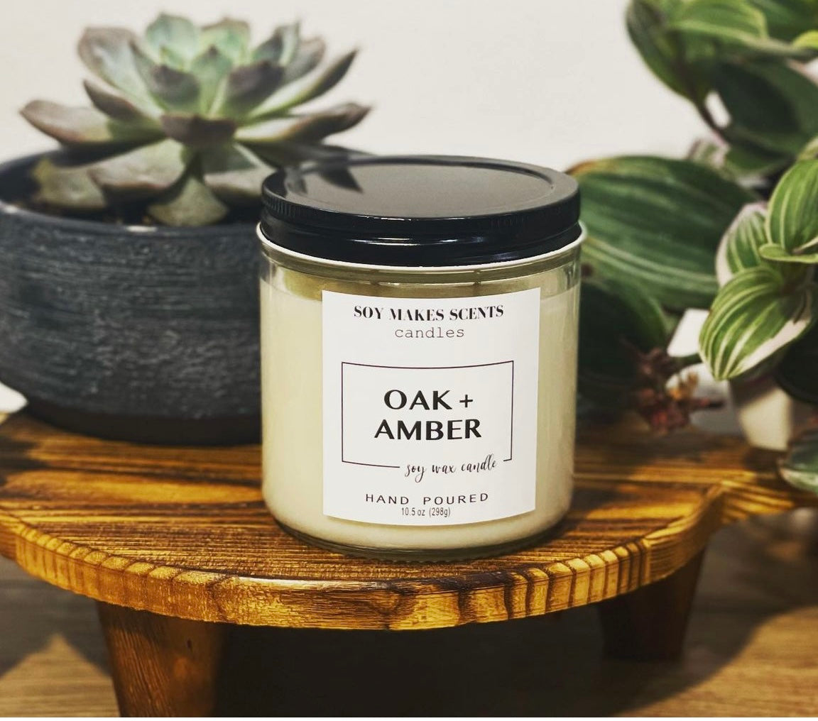 Oak & Amber 10.5oz soy wax candle