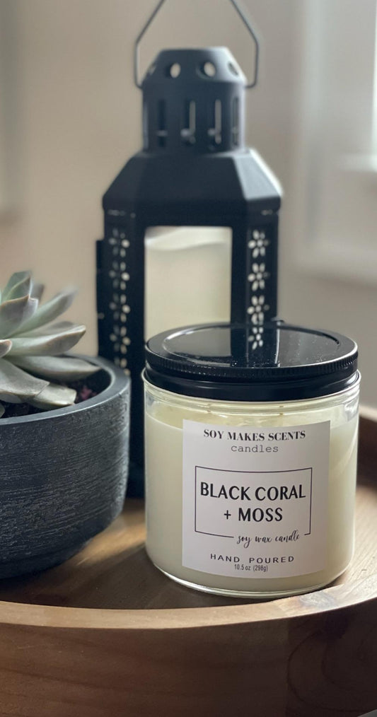 Black Coral & Moss 10.5oz soy wax candle