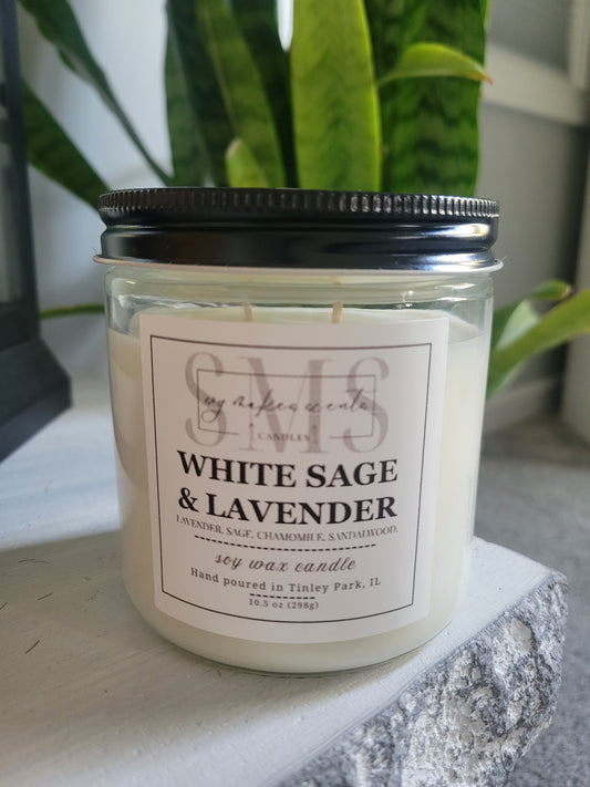 White Sage & Lavender 10.5oz soy wax candle